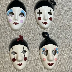 Vintage Ceramic Mini Mardi Gras Mask Set of 4